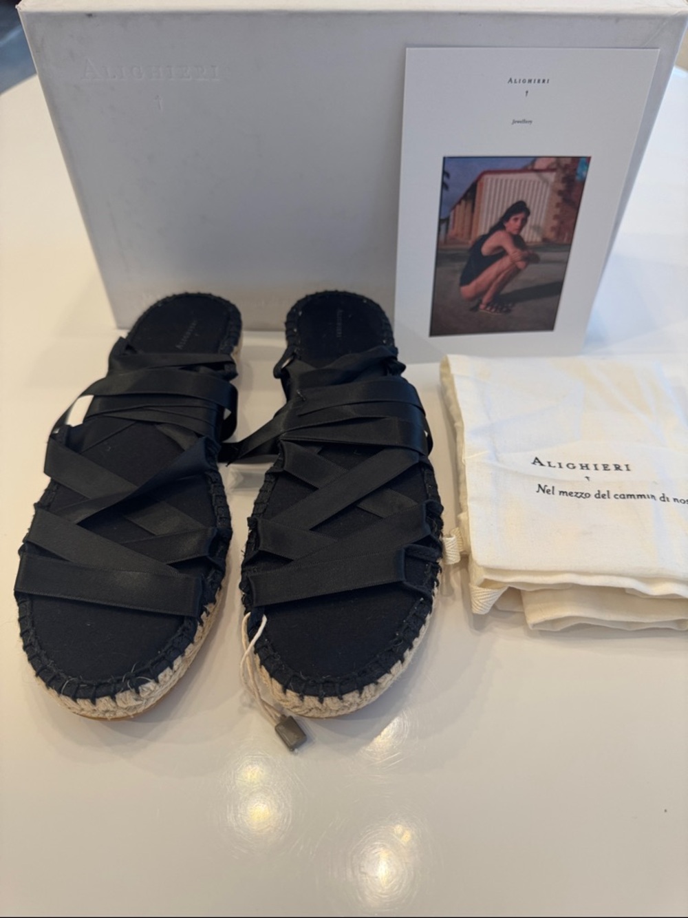 Alighieri Gladiator Platform Wedge Espadrille Sandals Black New